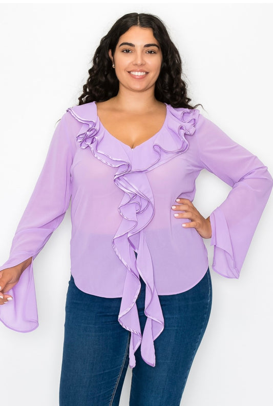 Plus Size Lilac Ruffled Top