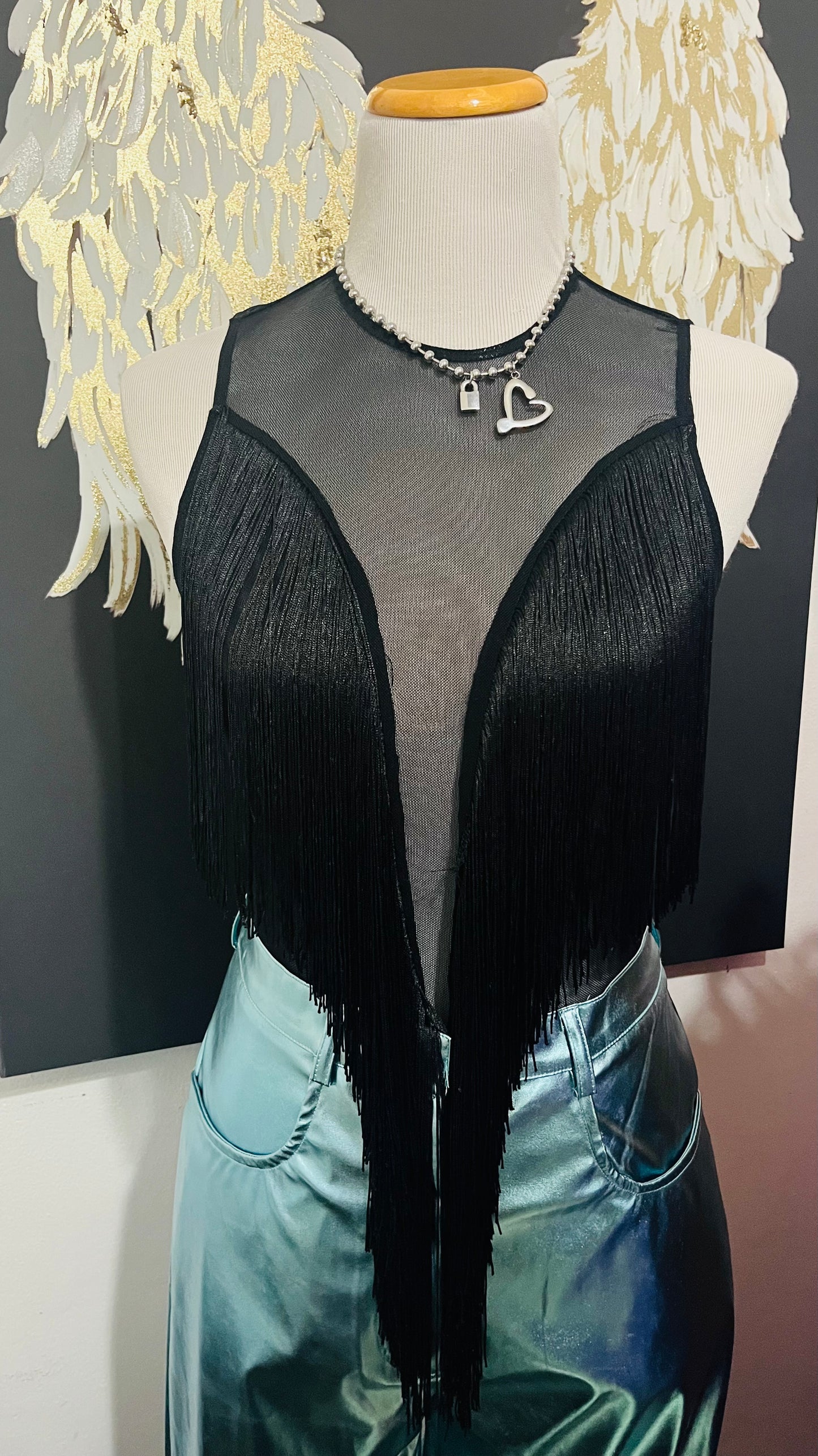 Bodysuit Fringe Black