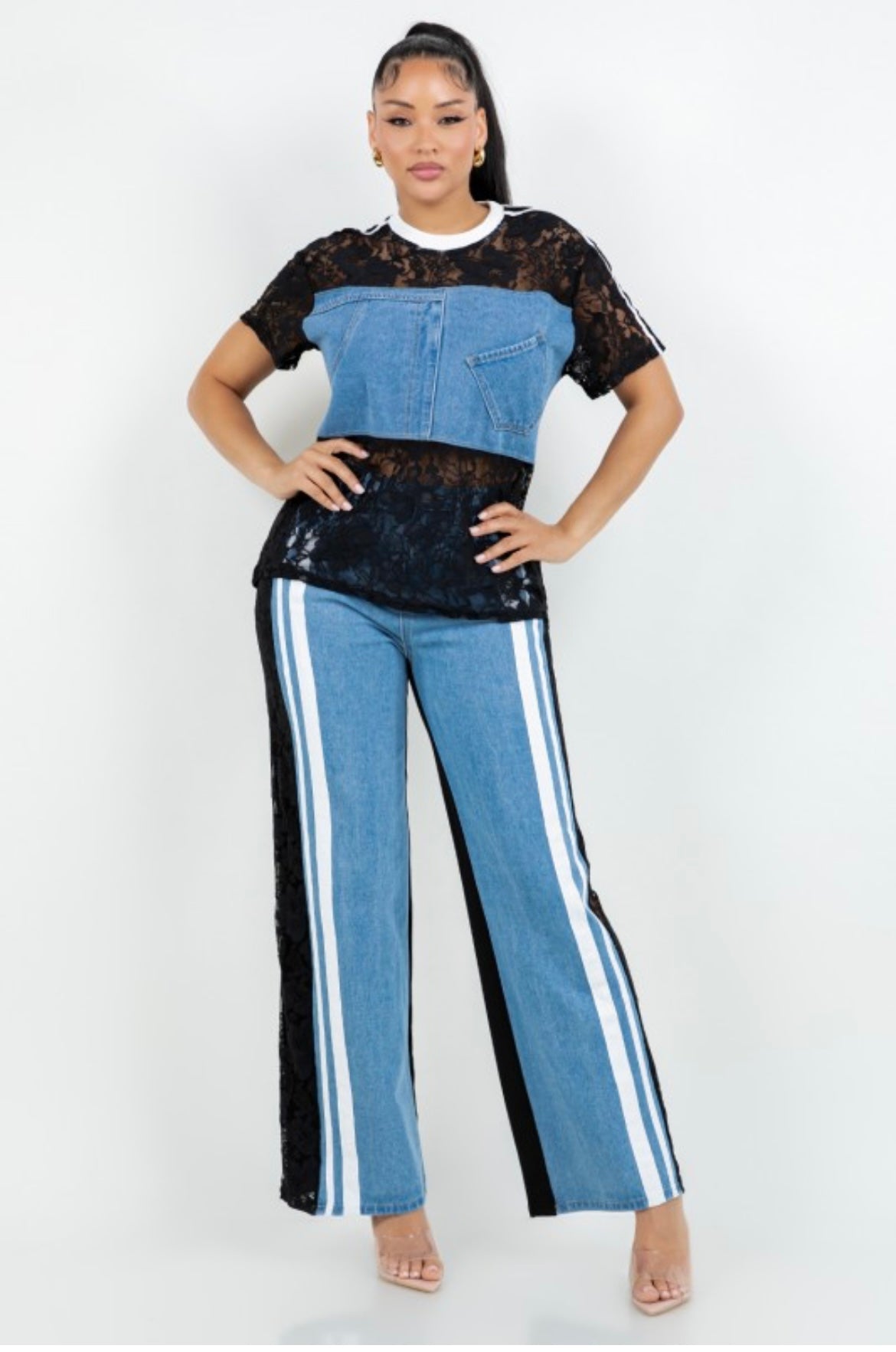 Set Denim Mix Lace