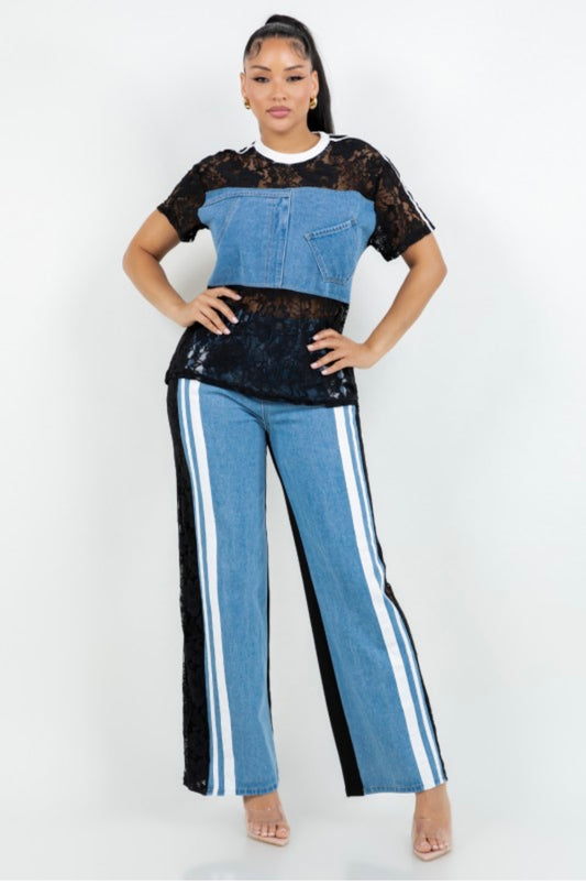 Set Denim Mix Lace