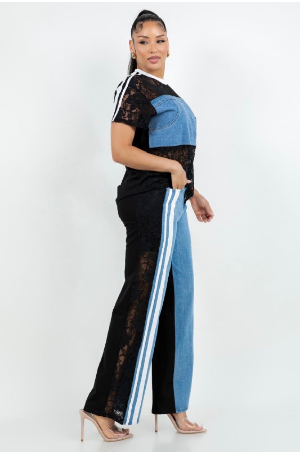 Set Denim Mix Lace