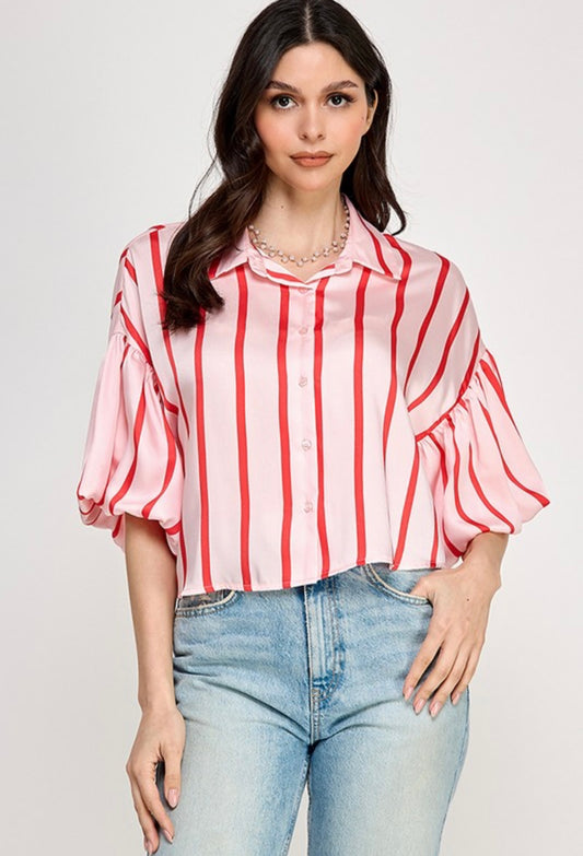 Top Stripe Red&Pink